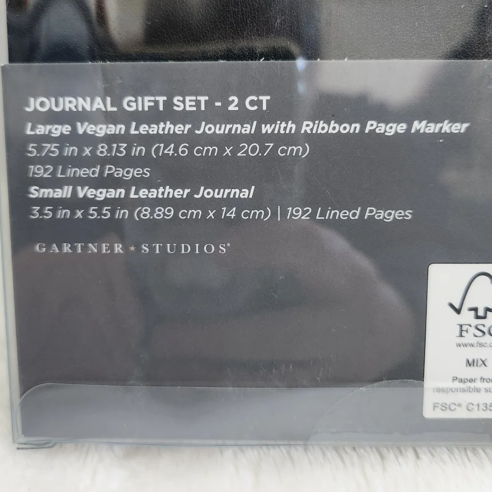 Gartner Studios Black Gold Vegan Leather Journal 2 Piece Gift Set NWT